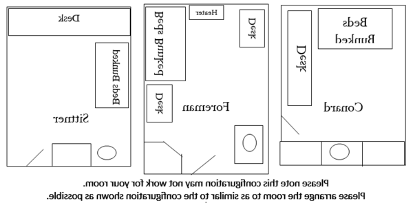 Floor plans for the different residence halls rooms.